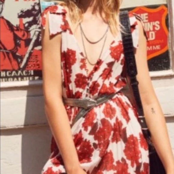 Women Floral red maxi pleated dress size 0 - Picture 8 of 8